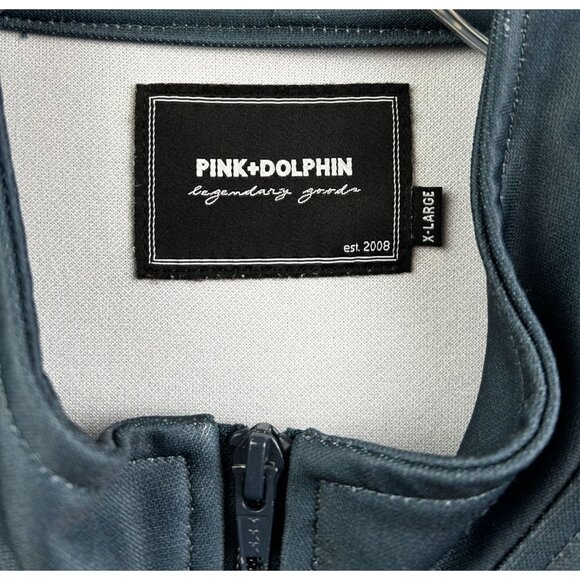 Pink+Dolphin Mens Track Jacket Blue Gray w/Pink Dolphin Sleeve Tape Logo XL - Picture 3 of 9